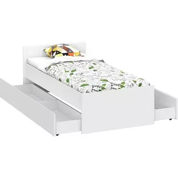 Кровать Woodville Валенсия 90х200 с ящиками белый текстурный