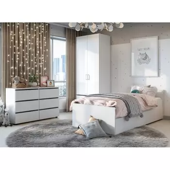 Кровать Woodville Валенсия комплектация 1 белый текстурный