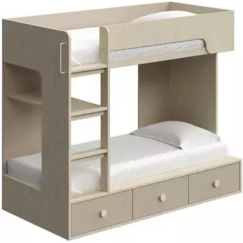 Кровать Yummy двухъярусная ОГОГО (арт.517891), (ЛДСП/Бежевый) ОГОГО Обстановочка!