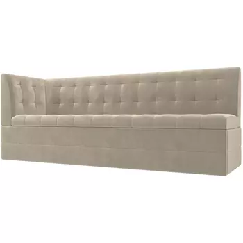 Кухонный диван Бриз с левым углом (микровельвет бежевый) Лига Диванов 100378L