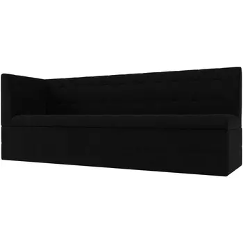 Кухонный диван Бриз с левым углом (микровельвет черный) Лига Диванов 100382L