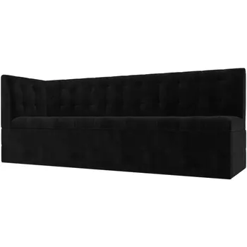 Кухонный диван Бриз с левым углом (велюр черный) Лига Диванов 106971L