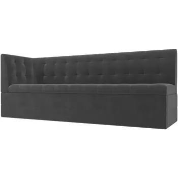 Кухонный диван Бриз с левым углом (велюр серый) Лига Диванов 106970L