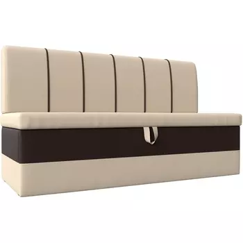 Кухонный диван Энигма (основа экокожа бежевая, компаньон экокожа коричневая) Лига Диванов 112911