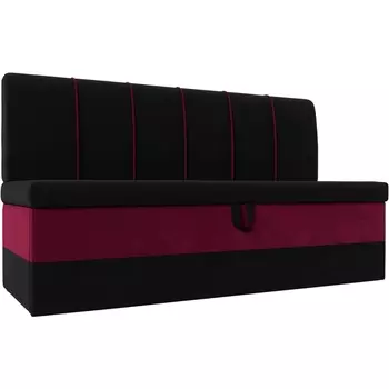 Кухонный диван Энигма (основа микровельвет черный, компаньон микровельвет бордовый) Лига Диванов 112901