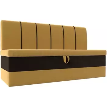 Кухонный диван Энигма (основа микровельвет желтый, компаньон микровельвет коричневый) Лига Диванов 112892