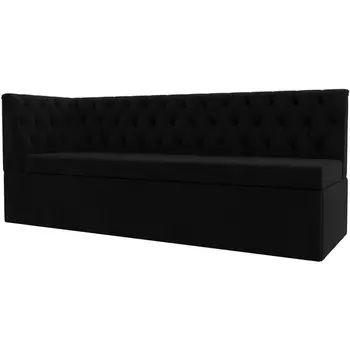 Кухонный диван Маркиз с левым углом (микровельвет черный) Лига Диванов 112839L