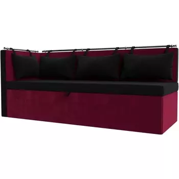 Кухонный диван Метро с углом слева (Микровельвет черный) Лига Диванов 114089L