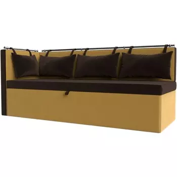 Кухонный диван Метро с углом слева (Микровельвет коричневый) Лига Диванов 114086L