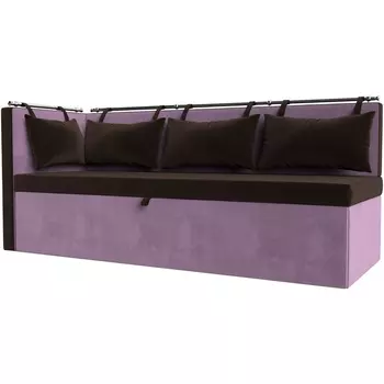 Кухонный диван Метро с углом слева (Микровельвет коричневый) Лига Диванов 114088L