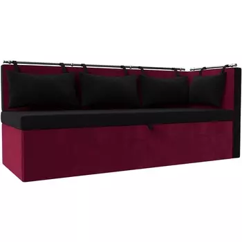 Кухонный диван Метро с углом справа (Микровельвет черный) Лига Диванов 114089