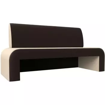 Кухонный прямой диван Кармен (основа микровельвет бежевый, компаньон микровельвет коричневый) Лига Диванов 29007