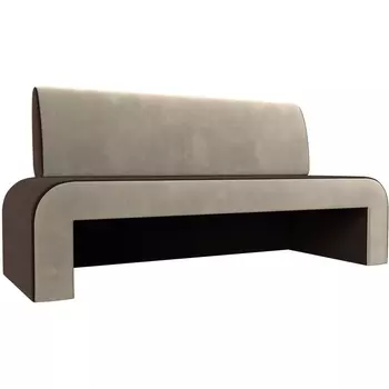 Кухонный прямой диван Кармен (основа микровельвет коричневый, компаньон микровельвет бежевый) Лига Диванов 29010