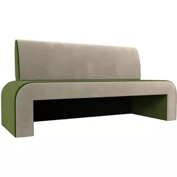 Кухонный прямой диван Кармен (основа микровельвет зеленый, компаньон микровельвет бежевый) Лига Диванов 29009
