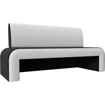 Кухонный прямой диван Кармен (основа велюр черный, компаньон экокожа белая) Лига Диванов 114294