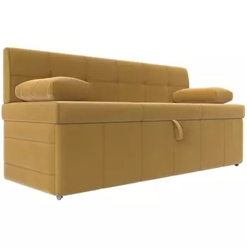 Кухонный прямой диван Лео (Микровельвет/Желтый) Лига Диванов 120412