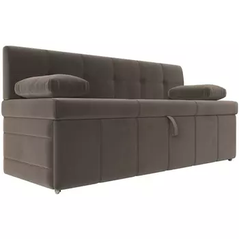 Кухонный прямой диван Лео (Велюр/Коричневый) Лига Диванов 120417