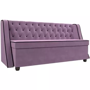 Кухонный прямой диван Лофт (основа микровельвет сиреневый, кант микровельвет черный) Лига Диванов 109434