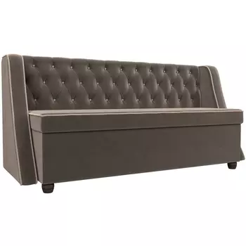 Кухонный прямой диван Лофт (основа велюр коричневый, кант велюр бежевый) Лига Диванов 104549