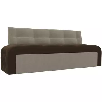 Кухонный прямой диван Люксор (основа микровельвет коричневый, компаньон микровельвет бежевый) Лига Диванов 28588