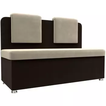 Кухонный прямой диван Маккон 2-х местный (основа микровельвет бежевый, компаньон микровельвет коричневый) Лига Диванов 101342