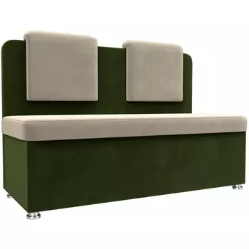 Кухонный прямой диван Маккон 2-х местный (основа микровельвет бежевый, компаньон микровельвет зеленый) Лига Диванов 101341