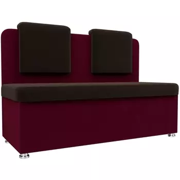 Кухонный прямой диван Маккон 2-х местный (основа микровельвет коричневый, компаньон микровельвет бордовый) Лига Диванов 109193