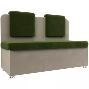 Кухонный прямой диван Маккон 2-х местный (основа микровельвет зеленый, компаньон микровельвет бежевый) Лига Диванов 101343