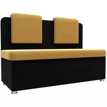 Кухонный прямой диван Маккон 2-х местный (основа микровельвет желтый, компаньон микровельвет черный) Лига Диванов 109179