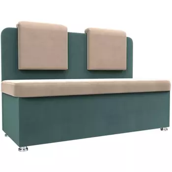 Кухонный прямой диван Маккон 2-х местный (основа велюр бежевый, компаньон велюр бирюзовый) Лига Диванов 101333