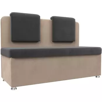 Кухонный прямой диван Маккон 2-х местный (основа велюр серый, компаньон велюр бежевый) Лига Диванов 101336