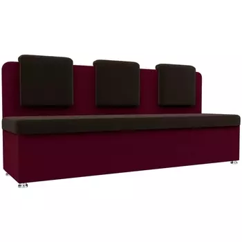 Кухонный прямой диван Маккон 3-х местный (основа микровельвет коричневый, компаньон микровельвет бордовый) Лига Диванов 109225