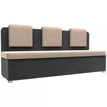 Кухонный прямой диван Маккон 3-х местный (основа велюр бежевый, компаньон велюр серый) Лига Диванов 101364