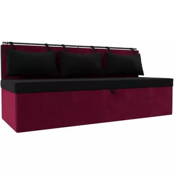 Кухонный прямой диван Метро (Микровельвет черный) Лига Диванов 114113