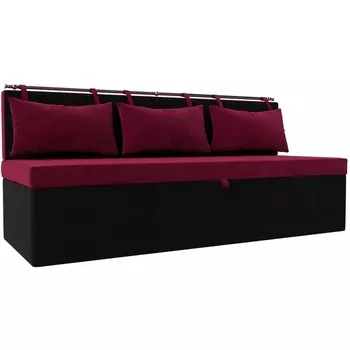 Кухонный прямой диван Метро (Микровельвет красный) Лига Диванов 114106