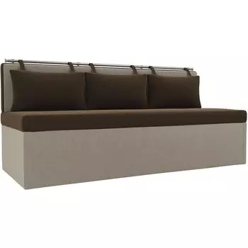 Кухонный прямой диван Метро (основа микровельвет коричневый, компаньон микровельвет бежевый) Лига Диванов 105006