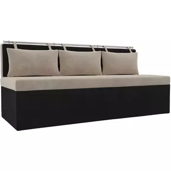 Кухонный прямой диван Метро (основа велюр бежевый, компаньон велюр черный) Лига Диванов 105012
