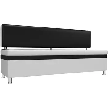 Кухонный прямой диван Стайл (основа экокожа белая, компаньон экокожа черная) Лига Диванов 100870