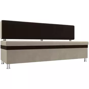 Кухонный прямой диван Стайл (основа микровельвет бежевый, компаньон микровельвет коричневый) Лига Диванов 100861