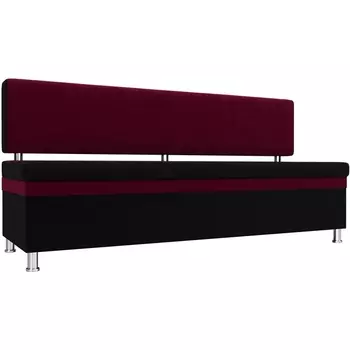 Кухонный прямой диван Стайл (основа микровельвет черный, компаньон микровельвет бордовый) Лига Диванов 111631