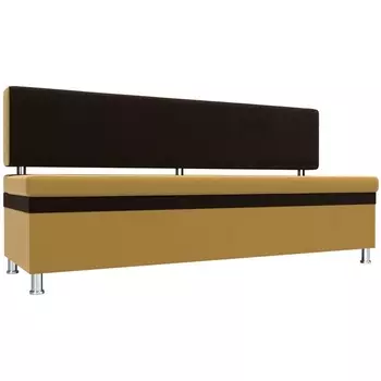 Кухонный прямой диван Стайл (основа микровельвет желтый, компаньон микровельвет коричневый) Лига Диванов 111632