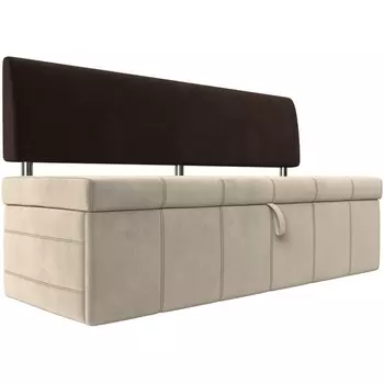Кухонный прямой диван Стоун (основа микровельвет бежевый, компаньон микровельвет коричневый) Лига Диванов 107245
