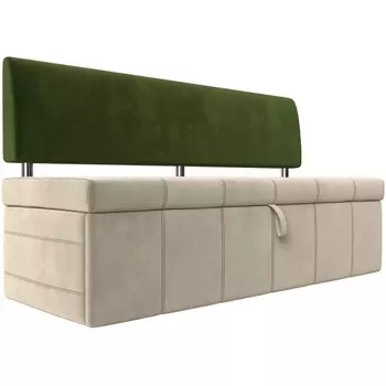 Кухонный прямой диван Стоун (основа микровельвет бежевый, компаньон микровельвет зеленый) Лига Диванов 107244