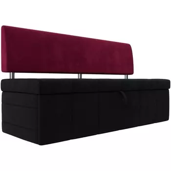 Кухонный прямой диван Стоун (основа микровельвет черный, компаньон микровельвет бордовый) Лига Диванов 115987