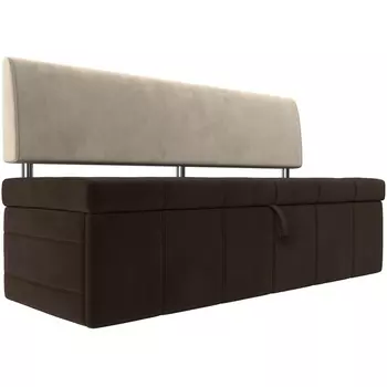 Кухонный прямой диван Стоун (основа микровельвет коричневый, компаньон микровельвет бежевый) Лига Диванов 107249