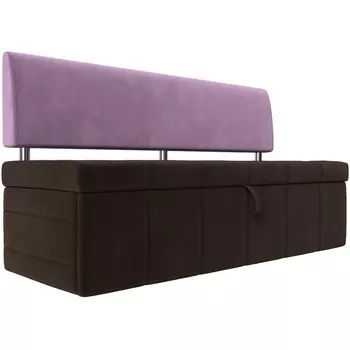 Кухонный прямой диван Стоун (основа микровельвет коричневый, компаньон микровельвет сиреневый) Лига Диванов 115982