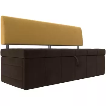 Кухонный прямой диван Стоун (основа микровельвет коричневый, компаньон микровельвет желтый) Лига Диванов 115980