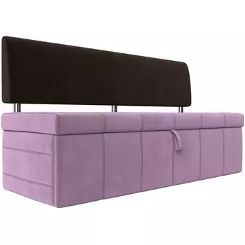 Кухонный прямой диван Стоун (основа микровельвет сиреневый, компаньон микровельвет коричневый) Лига Диванов 115984