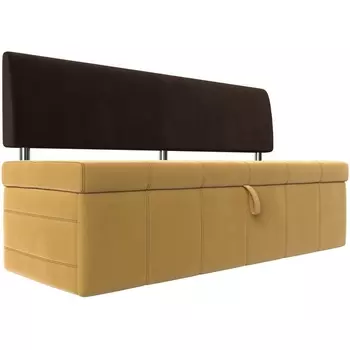 Кухонный прямой диван Стоун (основа микровельвет желтый, компаньон микровельвет коричневый) Лига Диванов 107246