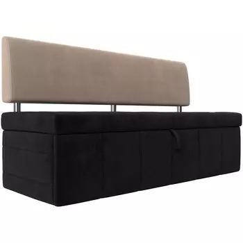 Кухонный прямой диван Стоун (основа велюр черный, компаньон велюр бежевый) Лига Диванов 115971